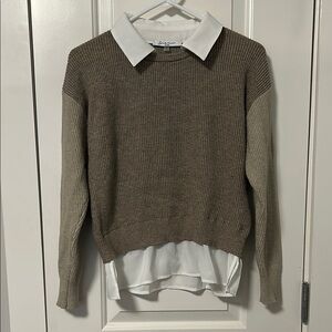 Brown and White Layered Sweater